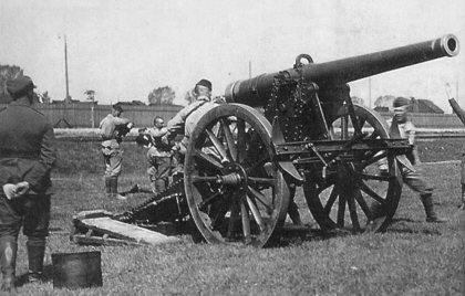 120 mm wz.1878/16 (mle 1878/16) de Bange gun in Polish service in 1920s.