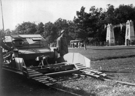 Tankette TK-3 on the rail runner.
