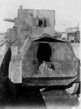 Damaged Jeffery-Poplavko armoured car transported by rail by the Germans