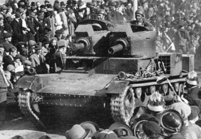 Polish twin-turret Vickers E in Zaolzie, 1938