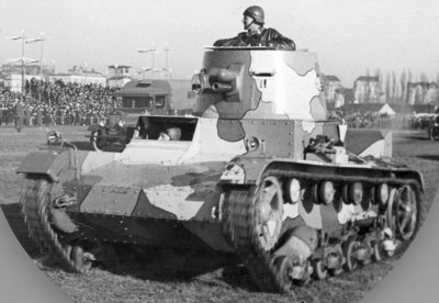 Polish Vickers Mark E in an old camouflage scheme.